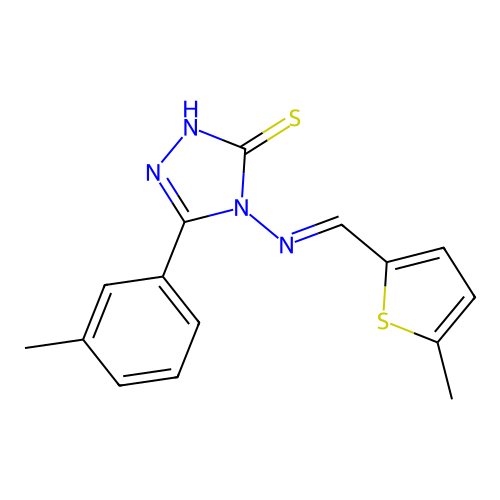5-(3-ME-Phenyl)-4-(((5-ME-2-thienyl)methylene)amino)-4H-1,2,4-triazole-3-thiol structure