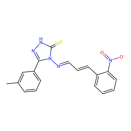5-(3-ME-PH)-4-((3-(2-Nitro-PH)-2-propenylidene)amino)-4H-1,2,4-triazole-3-thiol structure