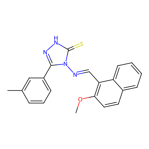 4-(((2-Meo-1-naphthyl)methylene)amino)-5-(3-methyl-PH)-4H-1,2,4-triazole-3-thiol structure