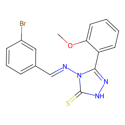 4-((3-Bromobenzylidene)amino)-5-(2-meo-PH)-4H-1,2,4-triazol-3-YL hydrosulfide structure