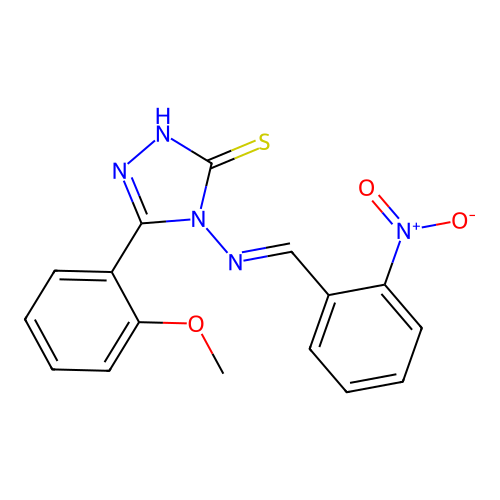 5-(2-Methoxyphenyl)-4-((2-nitrobenzylidene)amino)-4H-1,2,4-triazole-3-thiol structure