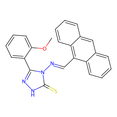 4-((9-Anthrylmethylene)amino)-5-(2-meo-PH)-4H-1,2,4-triazol-3-YL hydrosulfide structure