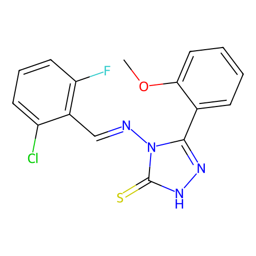 4-((2-CL-6-Fluorobenzylidene)amino)-5-(2-meo-phenyl)-4H-1,2,4-triazole-3-thiol structure