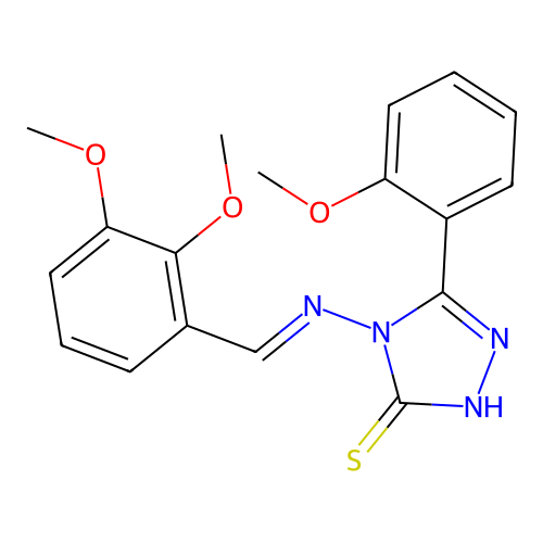 4-{[(E)-(2,3-dimethoxyphenyl)methylidene]amino}-5-(2-methoxyphenyl)-4H-1,2,4-triazole-3-thiol structure