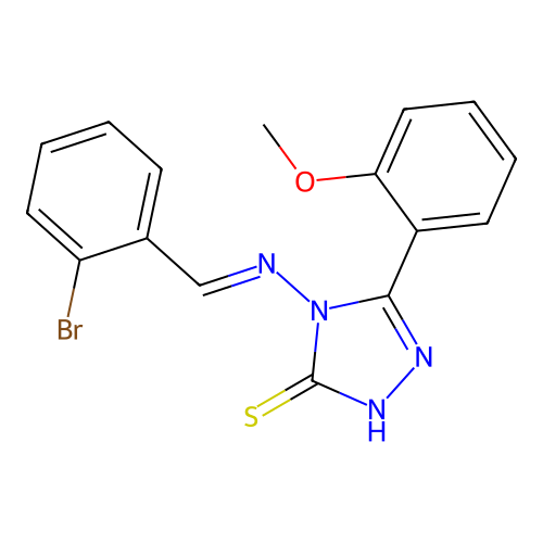 4-((2-Bromobenzylidene)amino)-5-(2-meo-PH)-4H-1,2,4-triazol-3-YL hydrosulfide structure