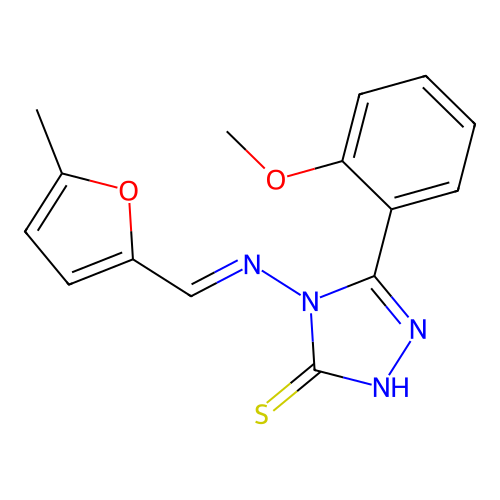 5-(2-Methoxyphenyl)-4-(((5-ME-2-furyl)methylene)amino)-4H-1,2,4-triazole-3-thiol structure