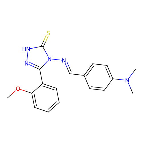 4-((4-(Dimethylamino)benzylidene)amino)-5-(2-meo-PH)-4H-1,2,4-triazole-3-thiol structure