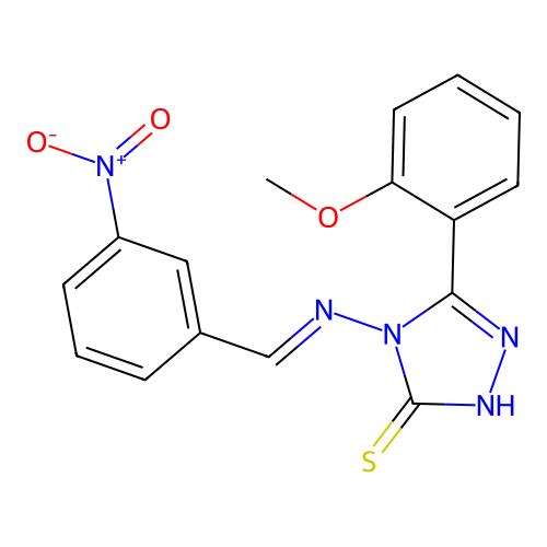 5-(2-Methoxyphenyl)-4-((3-nitrobenzylidene)amino)-4H-1,2,4-triazole-3-thiol structure