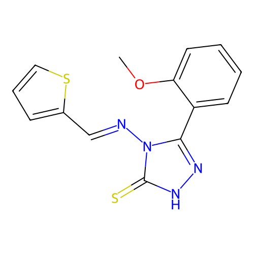 5-(2-Methoxyphenyl)-4-((2-thienylmethylene)amino)-4H-1,2,4-triazole-3-thiol structure