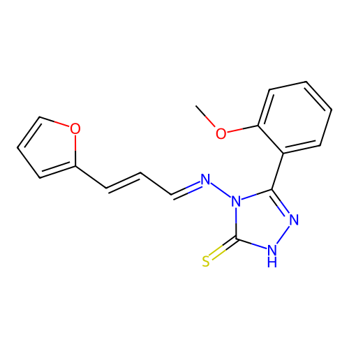4-((3-(2-Furyl)-2-propenylidene)amino)-5-(2-meo-PH)-4H-1,2,4-triazole-3-thiol structure