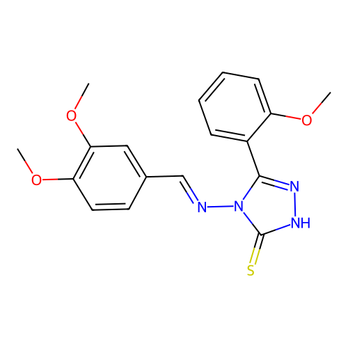 4-{[(E)-(3,4-dimethoxyphenyl)methylidene]amino}-5-(2-methoxyphenyl)-4H-1,2,4-triazole-3-thiol structure