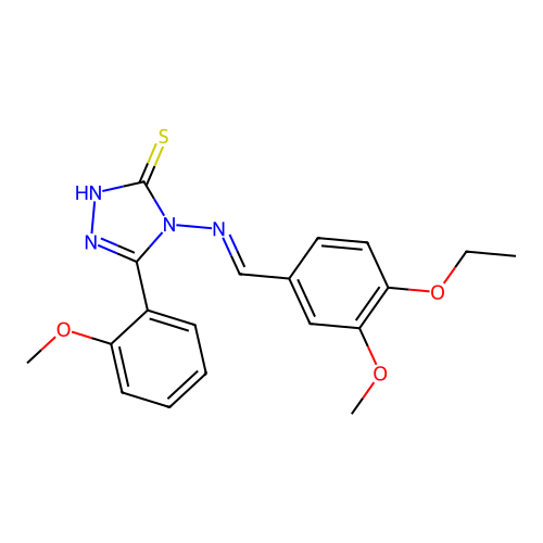 4-((4-Ethoxy-3-methoxybenzylidene)amino)-5-(2-meo-PH)-4H-1,2,4-triazole-3-thiol structure