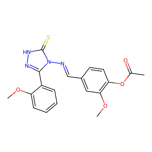 4-(((3-Mercapto-5-(2-meo-PH)-4H-1,2,4-triazol-4-YL)imino)ME)-2-meo-PH acetate structure