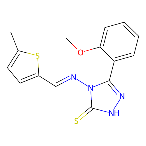 5-(2-Methoxy-PH)-4-(((5-ME-2-thienyl)methylene)amino)-4H-1,2,4-triazole-3-thiol structure