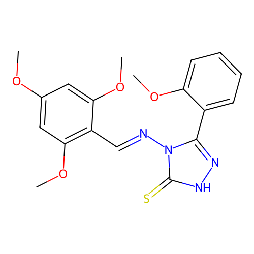 5-(2-Meo-PH)-4-((2,4,6-trimethoxybenzylidene)amino)-4H-1,2,4-triazole-3-thiol structure