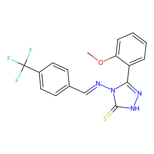 5-(2-Meo-PH)-4-((4-(trifluoromethyl)benzylidene)amino)-4H-1,2,4-triazole-3-thiol structure