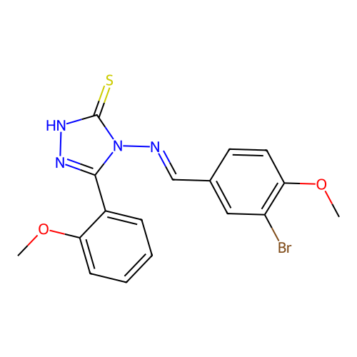 4-((3-BR-4-Meo-benzylidene)amino)-5-(2-methoxyphenyl)-4H-1,2,4-triazole-3-thiol structure