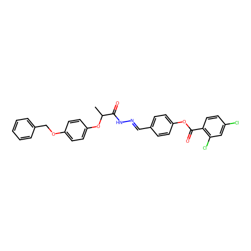 [4-[[2-(4-phenylmethoxyphenoxy)propanoylhydrazinylidene]methyl]phenyl] 2,4-dichlorobenzoate structure