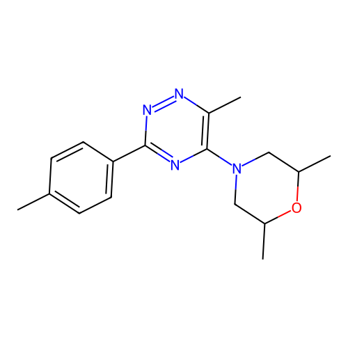 5-(2,6-Dimethylmorpholino)-6-methyl-3-(4-methylphenyl)-1,2,4-triazine structure