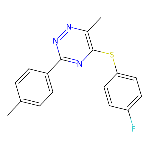4-Fluorophenyl 6-methyl-3-(4-methylphenyl)-1,2,4-triazin-5-yl sulfide structure