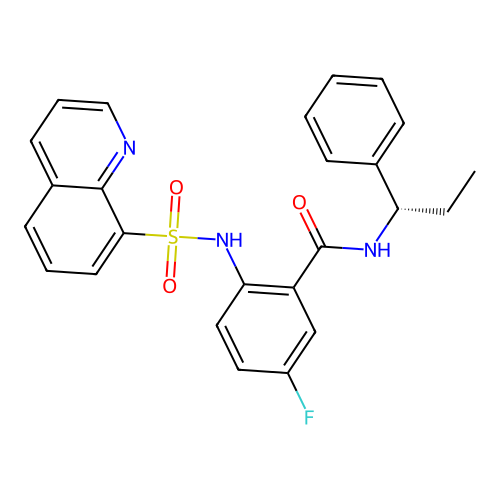 5-Fluoro-2-(chinolin-8-sulfonylamino)-N-(1-phenylpropyl)benzamide, (S)- structure