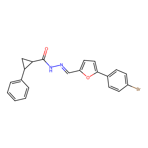 N'-{[5-(4-bromophenyl)-2-furyl]methylene}-2-phenylcyclopropanecarbohydrazide structure
