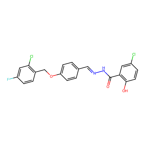 5-chloro-N'-[(E)-{4-[(2-chloro-4-fluorobenzyl)oxy]phenyl}methylidene]-2-hydroxybenzohydrazide structure