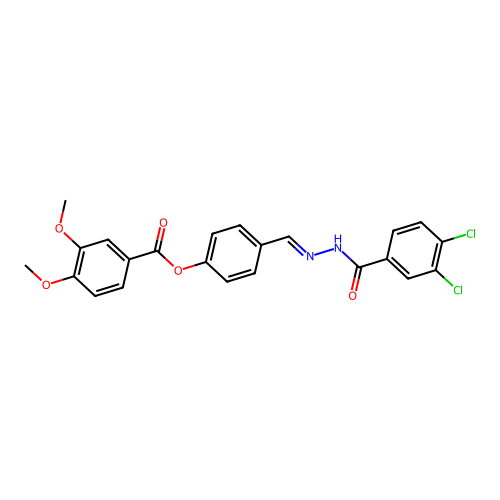 4-{(E)-[2-(3,4-dichlorobenzoyl)hydrazono]methyl}phenyl 3,4-dimethoxybenzoate structure