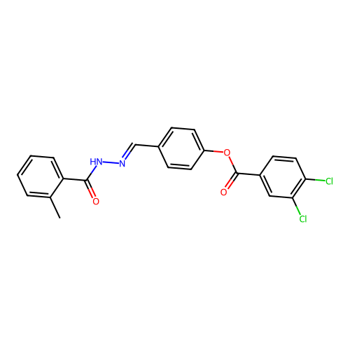 (E)-4-((2-(2-methylbenzoyl)hydrazono)methyl)phenyl 3,4-dichlorobenzoate structure