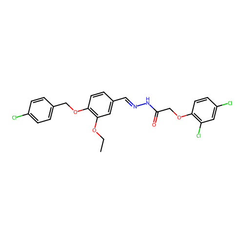 N'-(4-((4-CL-Benzyl)oxy)-3-ethoxybenzylidene)2-(2,4-DI-CL-phenoxy)acetohydrazide structure