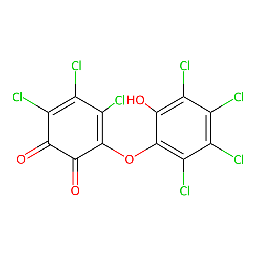 3,4,5-Trichloro-6-(2,3,4,5-tetrachloro-6-hydroxyphenoxy)-o-benzoquinone structure