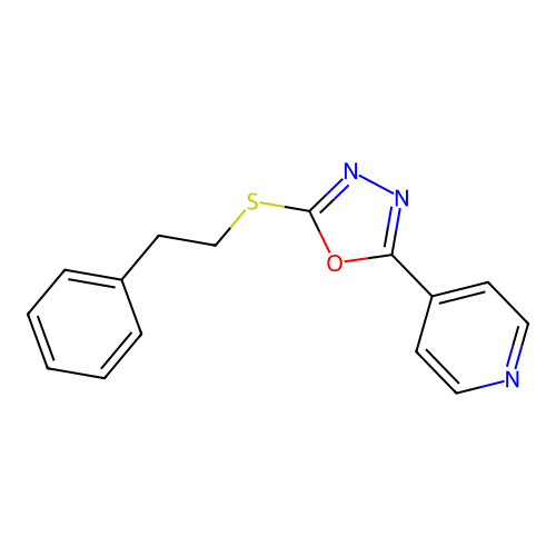 4-{5-[(2-Phenylethyl)sulfanyl]-1,3,4-oxadiazol-2-yl}pyridine structure