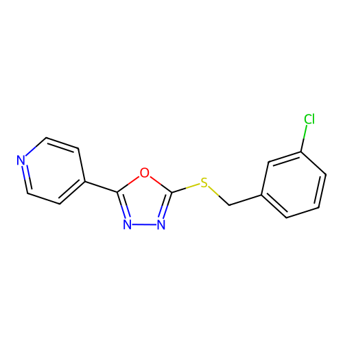 4-(5-{[(3-Chlorophenyl)methyl]sulfanyl}-1,3,4-oxadiazol-2-yl)pyridine structure