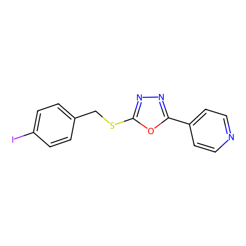 4-{5-[(4-Iodobenzyl)sulfanyl]-1,3,4-oxadiazol-2-yl}pyridine structure