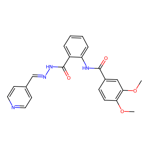 (E)-3,4-dimethoxy-N-(2-(2-(pyridin-4-ylmethylene)hydrazinecarbonyl)phenyl)benzamide structure