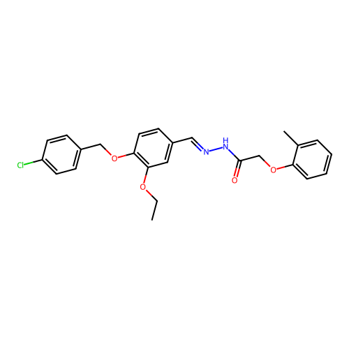 N'-((E)-{4-[(4-chlorobenzyl)oxy]-3-ethoxyphenyl}methylidene)-2-(2-methylphenoxy)acetohydrazide structure