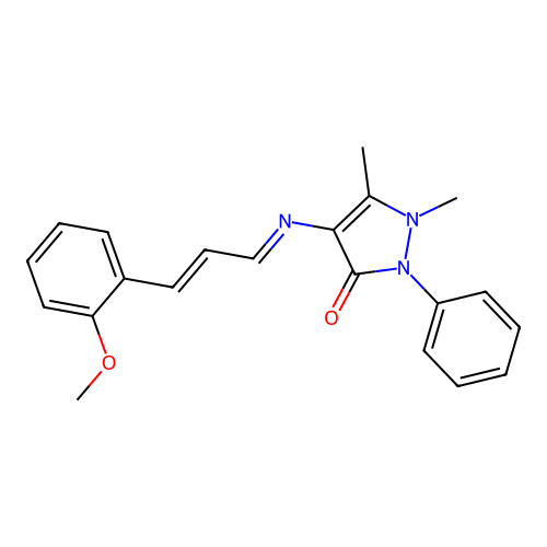 4-((E)-((E)-3-(2-methoxyphenyl)allylidene)amino)-1,5-dimethyl-2-phenyl-1H-pyrazol-3(2H)-one structure