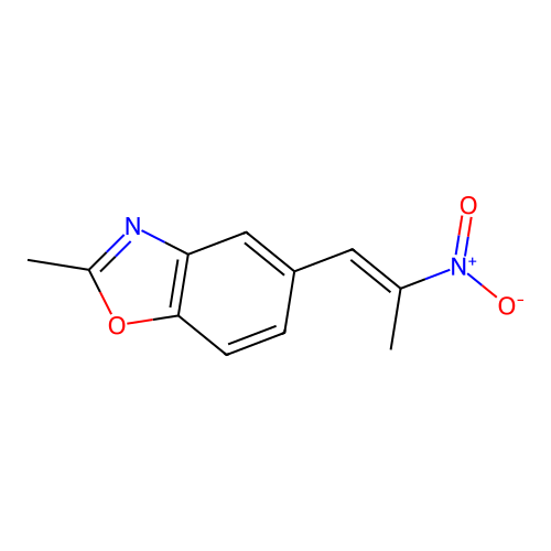 2-methyl-5-[(E)-2-nitroprop-1-enyl]-1,3-benzoxazole structure