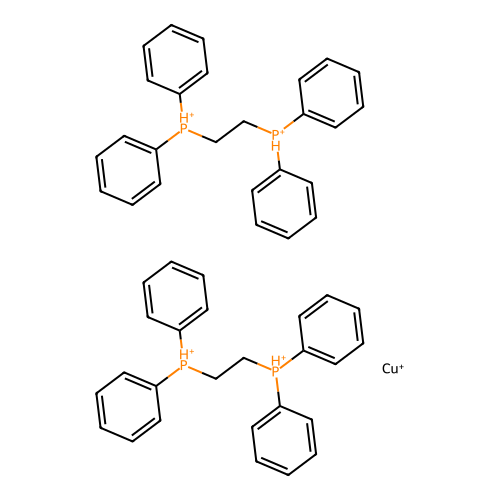 Copper(1+);bis(2-diphenylphosphaniumylethyl(diphenyl)phosphanium) structure