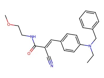 3-{4-[benzyl(ethyl)amino]phenyl}-2-cyano-N-(2-methoxyethyl)prop-2-enamide structure