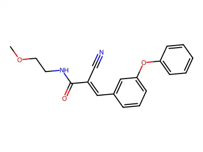 2-cyano-N-(2-methoxyethyl)-3-(3-phenoxyphenyl)prop-2-enamide structure