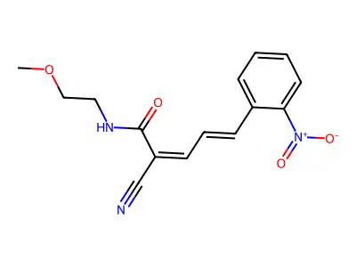 2-cyano-N-(2-methoxyethyl)-5-(2-nitrophenyl)penta-2,4-dienamide structure