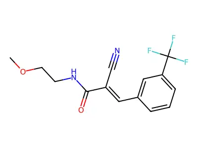 2-cyano-N-(2-methoxyethyl)-3-[3-(trifluoromethyl)phenyl]prop-2-enamide structure