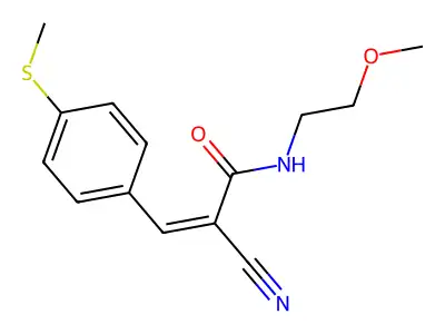 2-cyano-N-(2-methoxyethyl)-3-[4-(methylsulfanyl)phenyl]prop-2-enamide structure