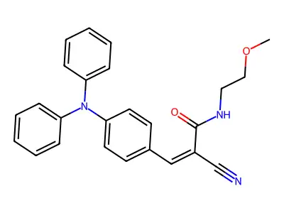 2-cyano-3-[4-(diphenylamino)phenyl]-N-(2-methoxyethyl)prop-2-enamide structure