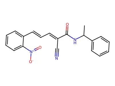 2-cyano-5-(2-nitrophenyl)-N-(1-phenylethyl)penta-2,4-dienamide structure