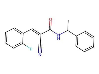2-cyano-3-(2-fluorophenyl)-N-(1-phenylethyl)prop-2-enamide structure