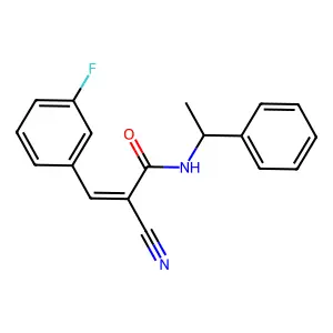 2-cyano-3-(3-fluorophenyl)-N-(1-phenylethyl)prop-2-enamide structure