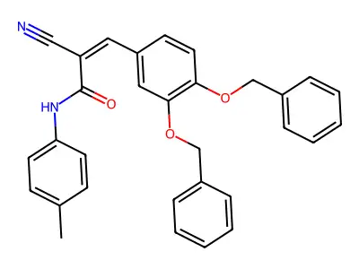 3-[3,4-bis(benzyloxy)phenyl]-2-cyano-N-(4-methylphenyl)prop-2-enamide structure