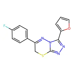 6-(4-fluorophenyl)-3-(furan-2-yl)-7H-[1,2,4]triazolo[3,4-b][1,3,4]thiadiazine structure